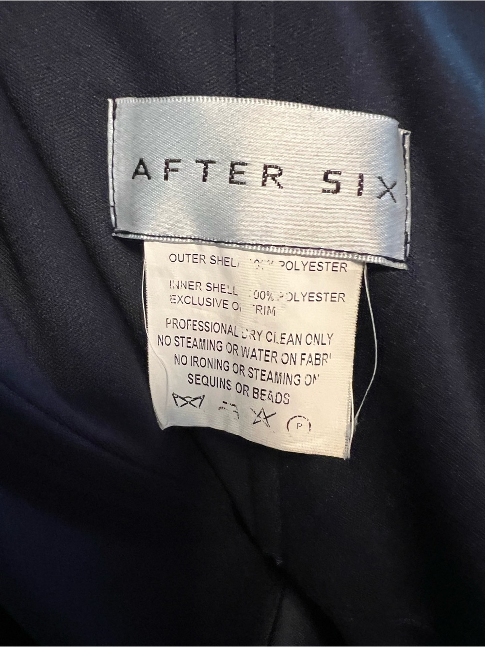 After Six Navy Satin Strapless Dress with Pleated Skirt - Picture 6 of 7
